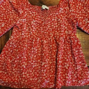 Loft Heart Cinched Sweetheart Neck Top